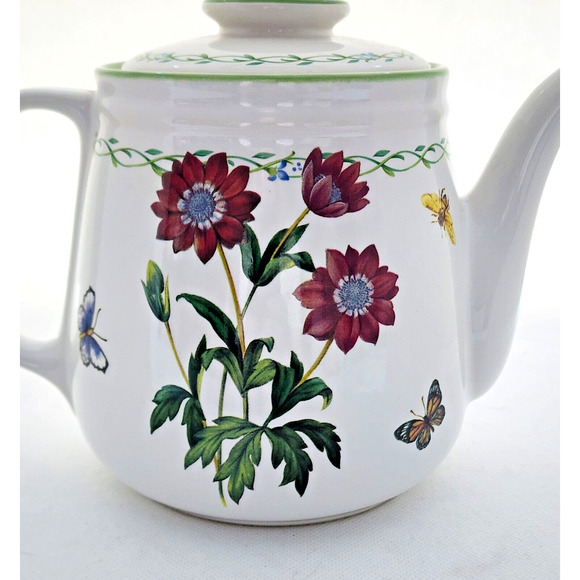 Teapot-Studio Nova-Garden Bloom-White-Green-Flowers-Butterflies-Bees-5 Cups - Picture 6 of 16